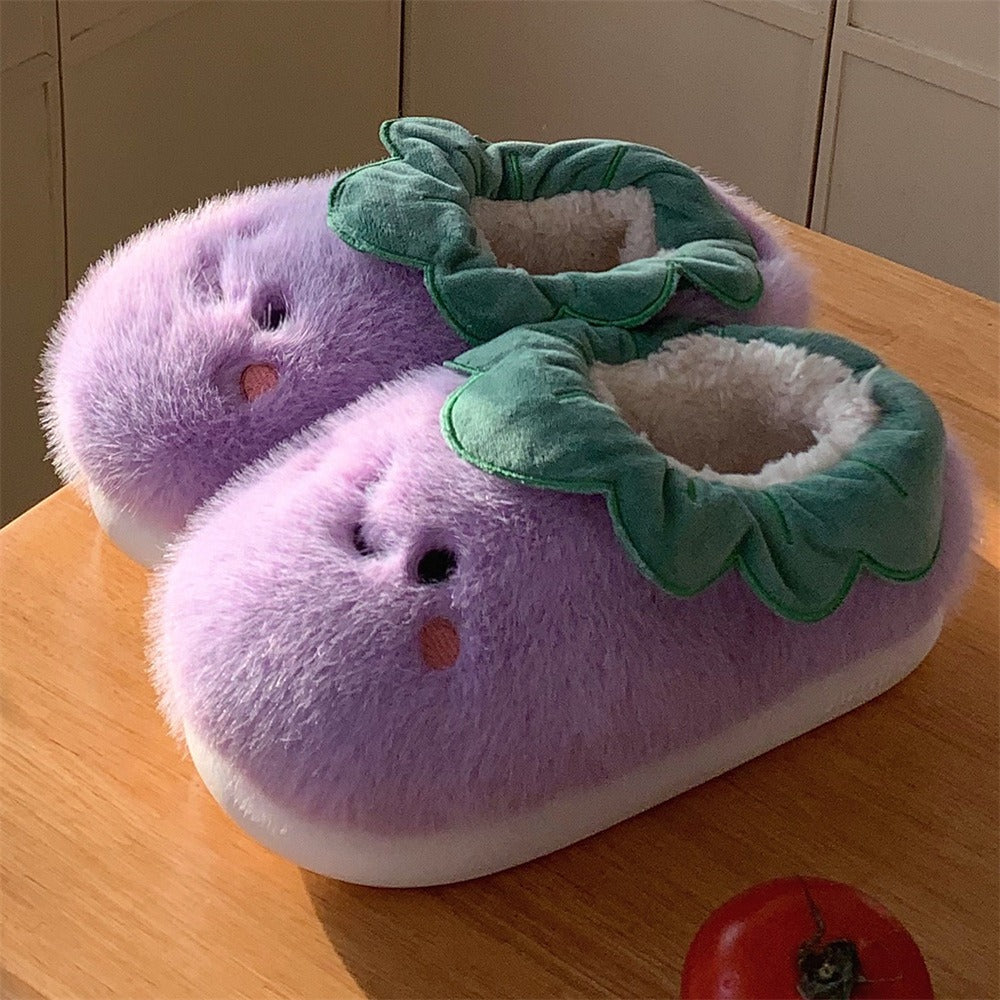 Eggplant Plush Slippers