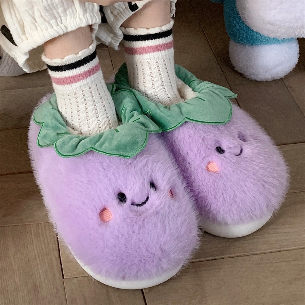 Eggplant Plush Slippers