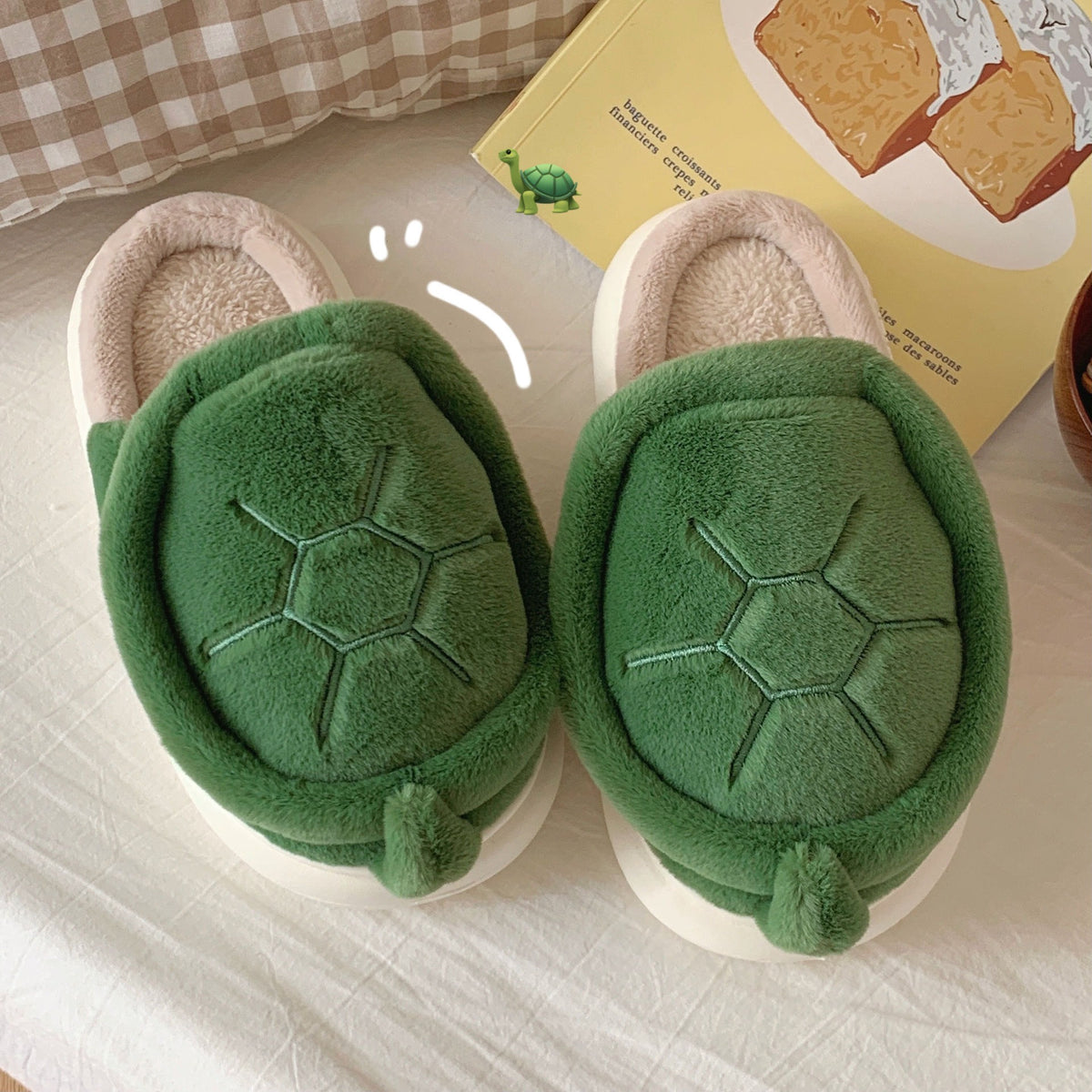 Cuddly Turtle Plush Slippers