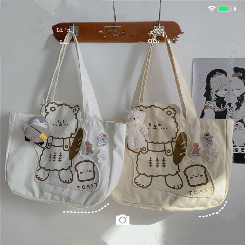 Canvas Bear Shoulder Bag