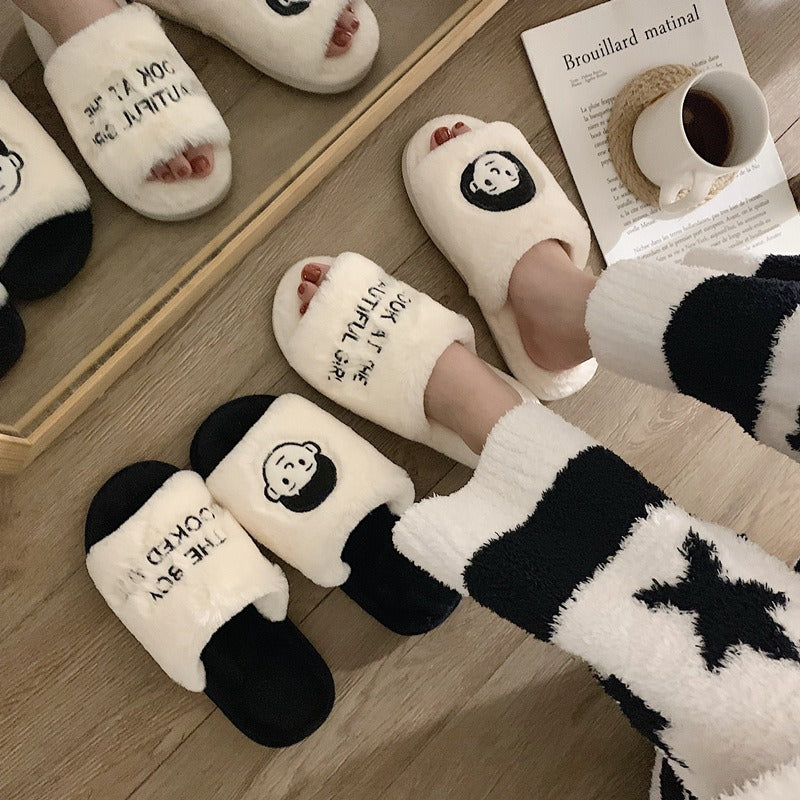 Couples Cozy Plush Slippers Set