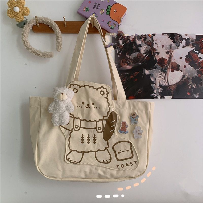 Canvas Bear Shoulder Bag