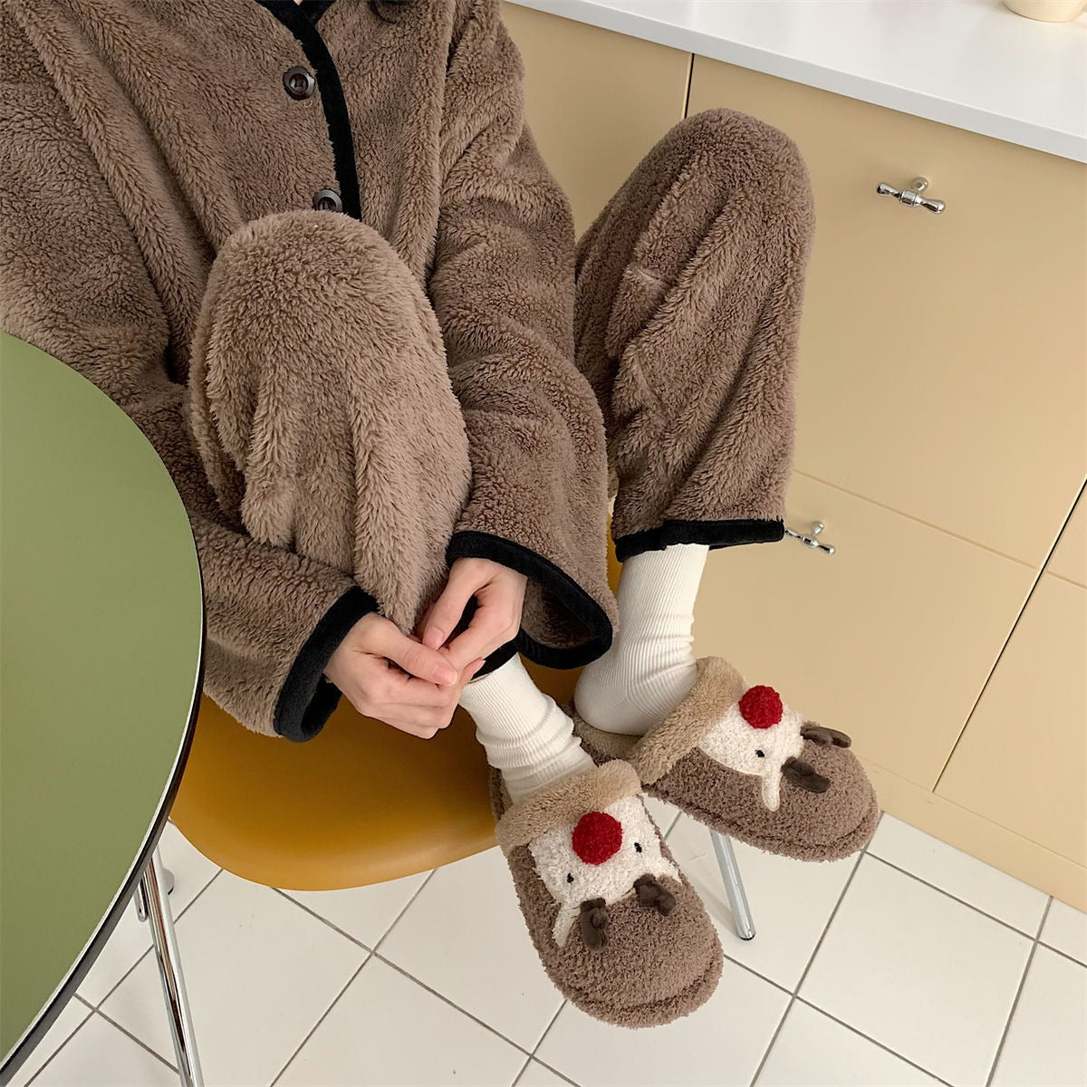 Festive Reindeer Plush Slippers