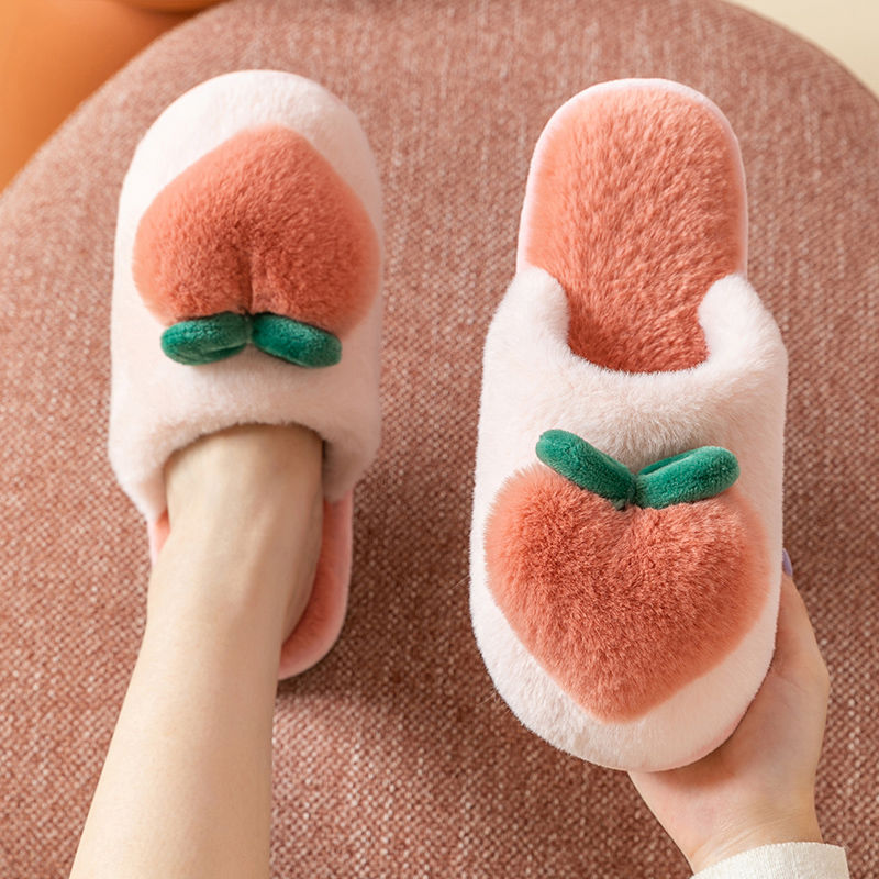 Peach Fluffy Slippers