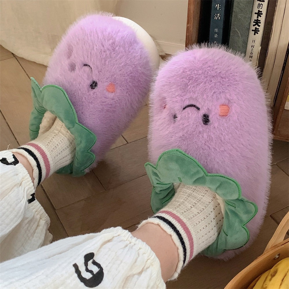 Eggplant Plush Slippers