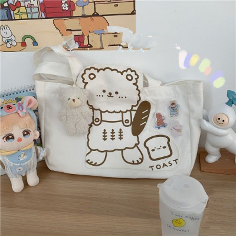 Canvas Bear Shoulder Bag